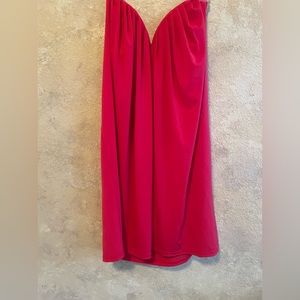 Red jersey /sweetheart neck /gathered dress/ w/side zipper
